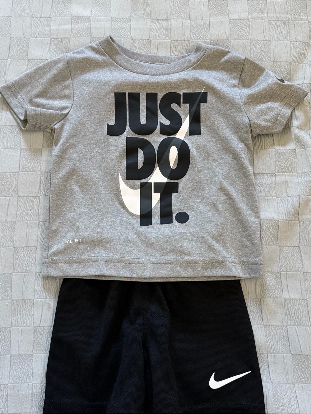Nike Gray & Black 'Just Do It' Short Sleeve Top and Shorts Set